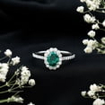 thumbnail image 6 of Rosec Jewels Lab Created Emerald Ring with Moissanite Halo for Women - 6X8 mm - AAAA Quality, 14K White Gold, US 3.00, 6 of 9