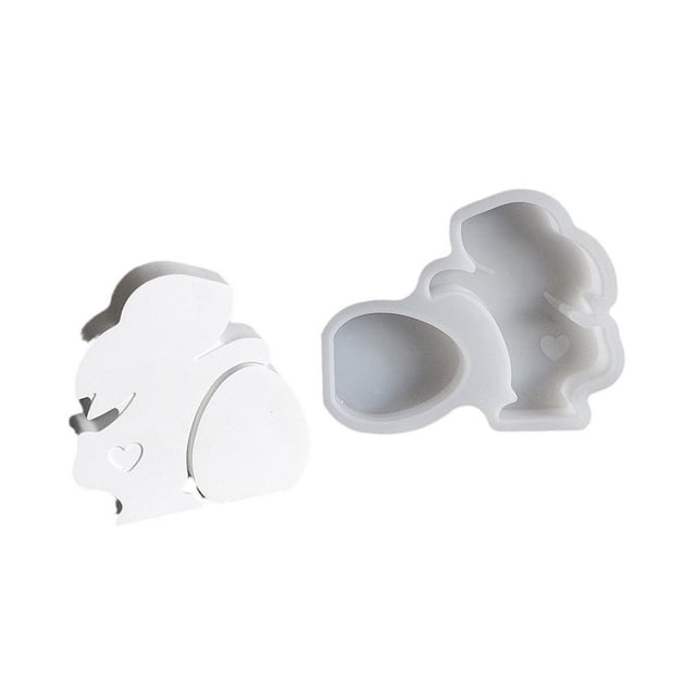 SGACAI Molde de silicona para velas con forma de conejito de Pascua en 3D, molde de resina para jabón aromático de conejo √