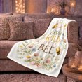 thumbnail image 6 of Whimsical Meadow Bee Watercolor Cheerful, Playful Botanical Garden Scene, Warm Flannel Blanket for Sunroom and Reading Nook, Garden Lovers Housewarming Gift, Artistic Home Decor, 6 of 9