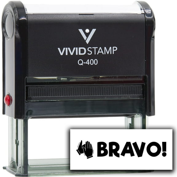 Vivid Stamp Bravo! Teacher Feedback Self-Inking Rubber Stamps (Black Ink) - Q-400