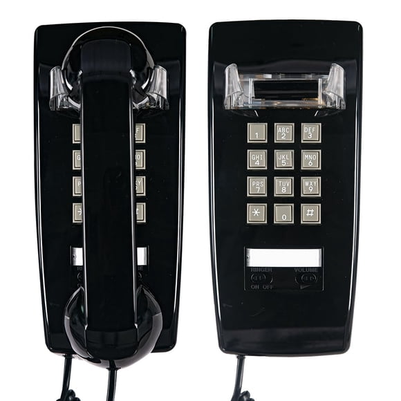 Teléfono de pared GHYTMTHOT con marcación por botones, negro