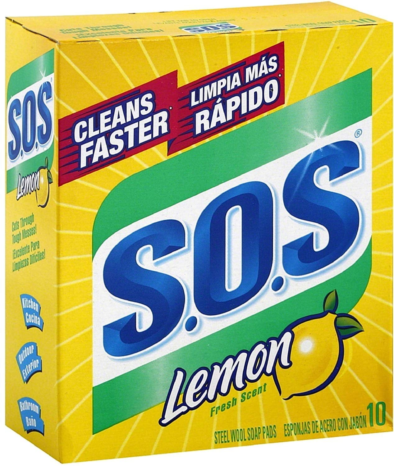 S.O.S Steel Wool Soap Pads, Lemon Fresh Scent 10 ea Pack of 4