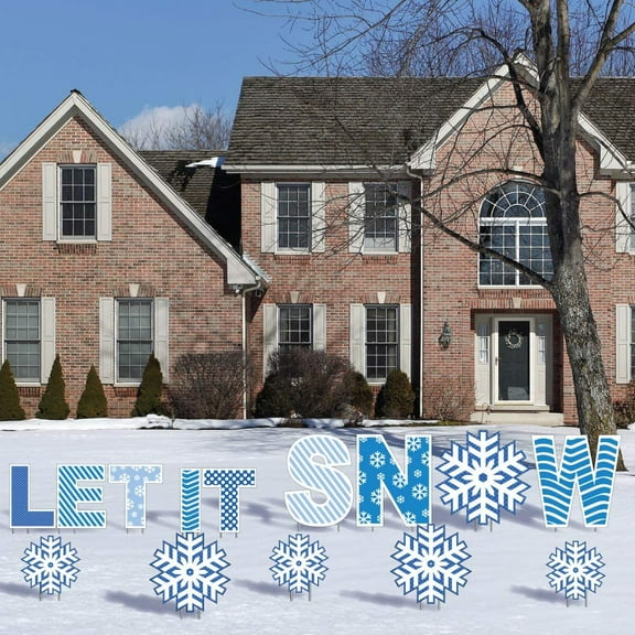 VictoryStore Let It Snow Winter Yard Decorations Display, Holiday Outdoor Christmas Decorations 14pcs Includes Stakes, 12975
