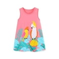 thumbnail image 2 of MEZZALL Girls Bird Print Knitted Cotton Dress Sundress Sleeveless Princess Summer Dress Sundress, Pink, 1-2 Years, 2 of 8