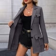 thumbnail image 5 of FDGIU Women's Notched Lapel Multi Pocket Trench Coat, Long Sleeve Two Button Mid Length Casual Cargo Jacket with Flap Pockets for 2026 Spring Fall Daily Travel Layering, 5 of 6
