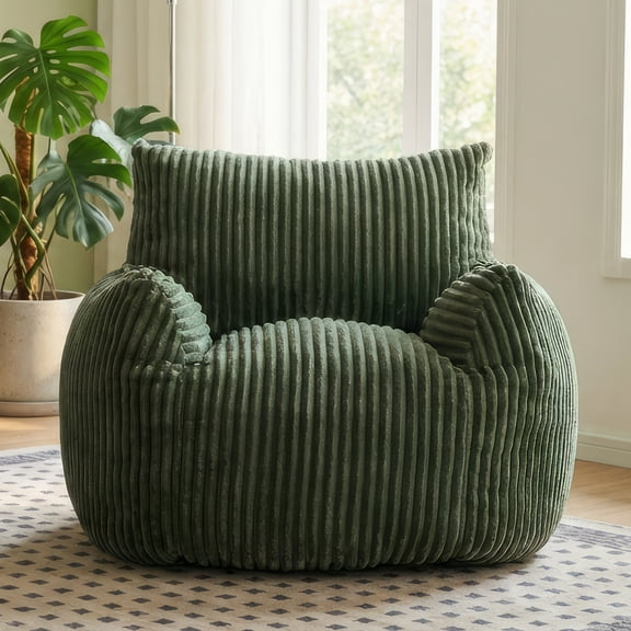 Oversized Boneless Bean Bag Chair for Adults, 41-Inch Wide Corduroy Lounge Chair