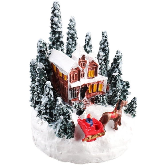 Christmas Village Houses Decorations LED Lights Christmas Village Scene Resin House Desktop Ornaments for Desktop Decoration