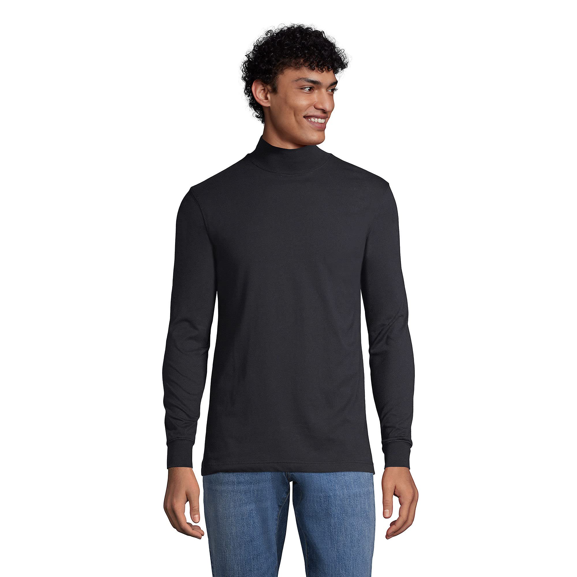 Lands End Mens Long Sleeve Super-T Mockneck Black Big 4XL | Walmart Canada