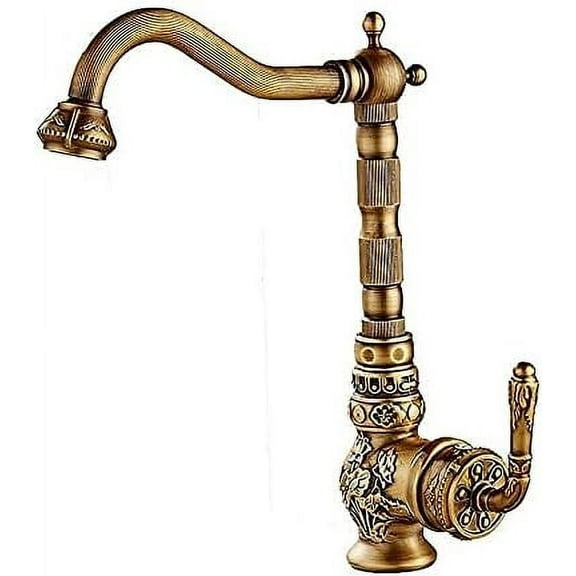 Basin Faucet Bathroom Sink Faucet Single Handle Brass and Ceramic Gold Vintage Hot Cold Mixer Tap Crane Luxury Gold Finished