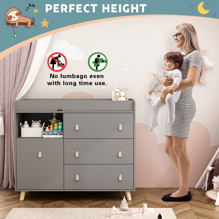 OXYLIFE Baby Changing Table Dresser, Diaper Station, 3 Drawers, Storage Shelves, Nursery Room, Gray - Walmart.com OXYLIFE Baby Changing Table Dresser, Diaper Station, 3 Drawers, Storage Shelves, Nursery Room, Gray - Walmart.com