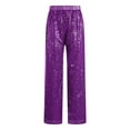 thumbnail image 2 of Kaerm Kids Girls Shiny Sequin Jazz Dance Pants Disco Party Flared Trousers Purple 10, 2 of 6