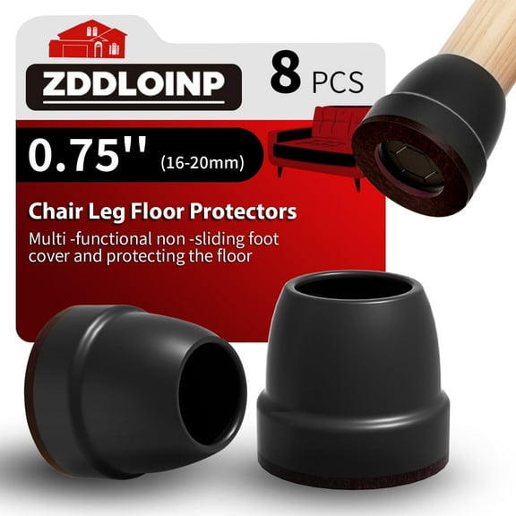 8Pcs Chair Leg Covers Anti skid slide automatic switching,Chair Leg Caps with Felt Pads,Chair Leg Floor Protectors for Hardwood Floors(0.75"Black)