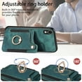 thumbnail image 6 of ELEHOLD for iPhone XS Max Case with Ring Holder, iPhone XS Max Wallet Case with RFID Blocking Card Holder Wristlet Strap, Magnetic Button Flip Folio Kickstand Shockproof Phone Cover,Green, 6 of 10