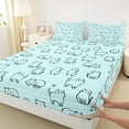thumbnail image 3 of Manfei Cartoon Cute Cat Twin Sheet Sets, Kawaii Blue Animal Twin Fitted Sheet, Teens Boys Girls Kids Flat Sheet, Microfiber Bedroom Decor, 3 Pieces, 3 of 7