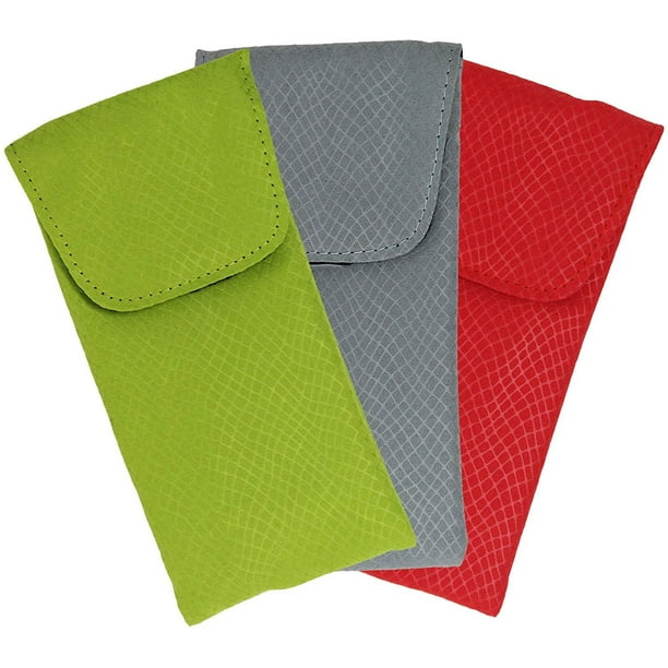 3 Pack Fabric Eyeglass Case Top Closure, Slip In Eyeglass Case Soft For