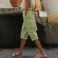 thumbnail image 4 of Kinrui Womens White Linen Capris Lightweight Summer Casual Beach Crop Trousers Mint Green XL, 4 of 8