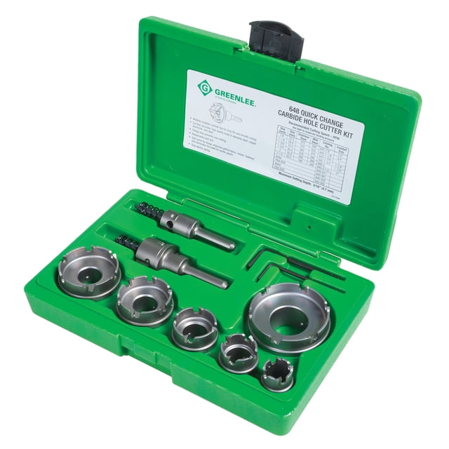 Juego de cortadores de carburo Greenlee Quick Change Haking, 8 unidades