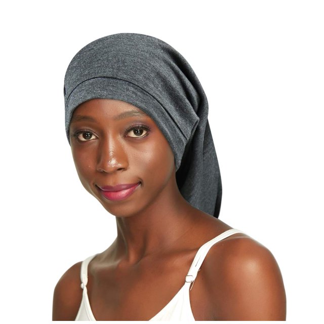 Awefeel Gorro de satén para pelo rizado, gorro para dormir, color gris oscuro