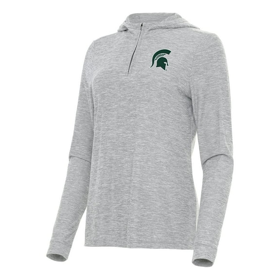 Women's Antigua  Heather Gray Michigan State Spartans Daybreak Quarter-Zip Hoodie