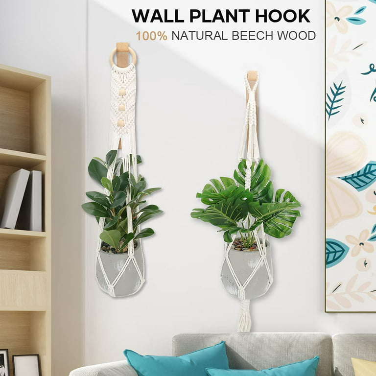 Wooden Wall Hooks,Plant Hangers Indoor, Plant Hooks for Hanging