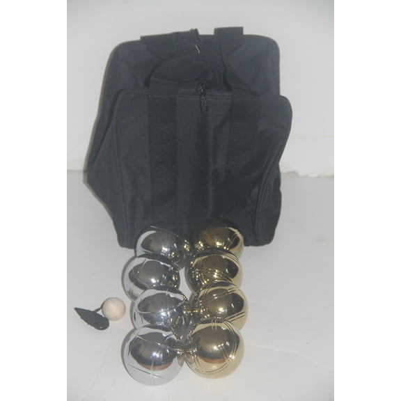 73mm Metal Bocce/Petanque Set with 4 Gold and 4 Silver Balls and Heavy Duty Black Nylon Bag - Single