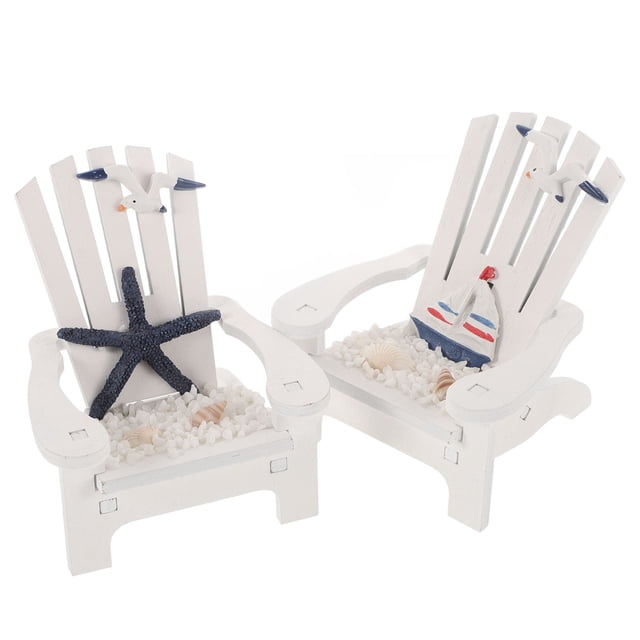 Greenadscape 2Pcs Mini Chair Beach Chair Accessory Assorted Color Pine Wood Small Chair Shape for Hotel