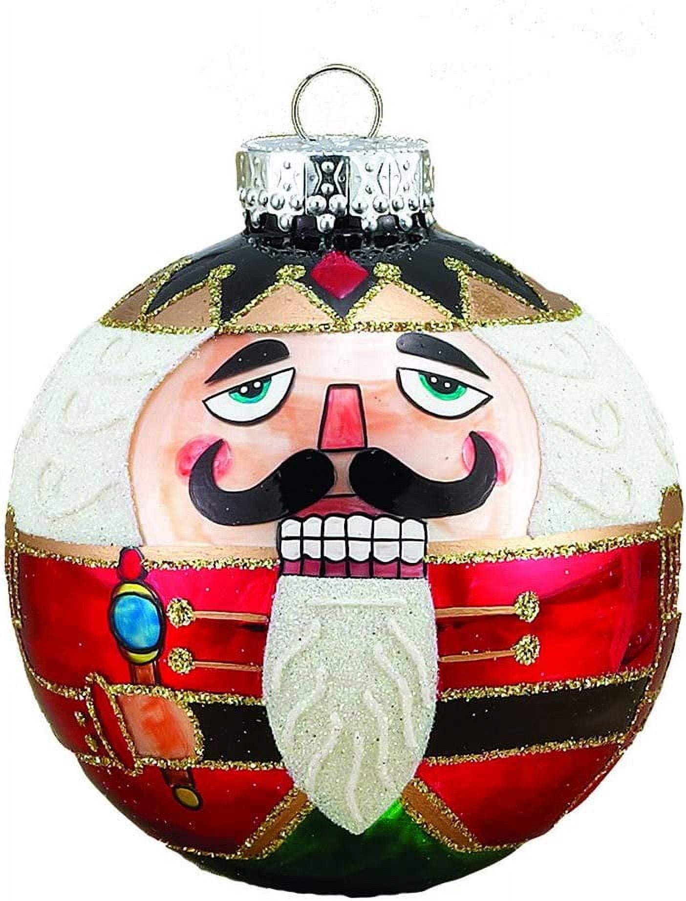 Glass Nutcracker Design Ball Ornaments - Thumbnail 4