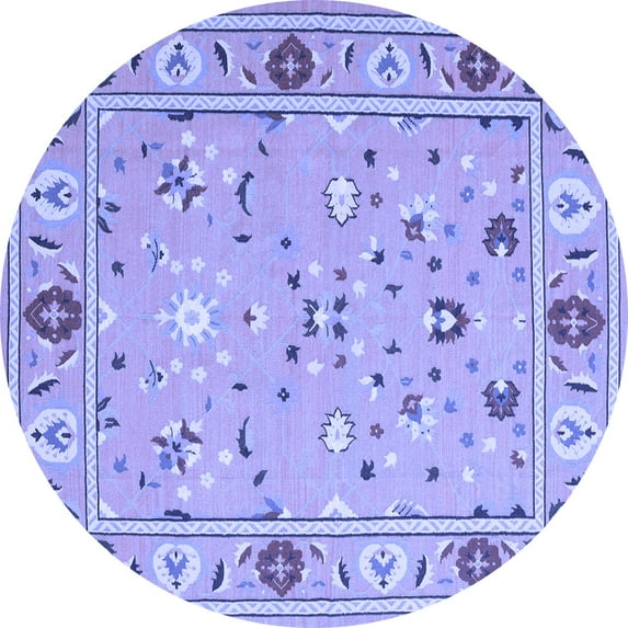 Ahgly Company Indoor Round Abstract Blue Contemporary Area Rugs, 8' Round