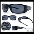 thumbnail image 2 of Locs Mens Skull Arm Thick Temple Wrap Biker Gangster Sunglasses Matte Black, 2 of 8