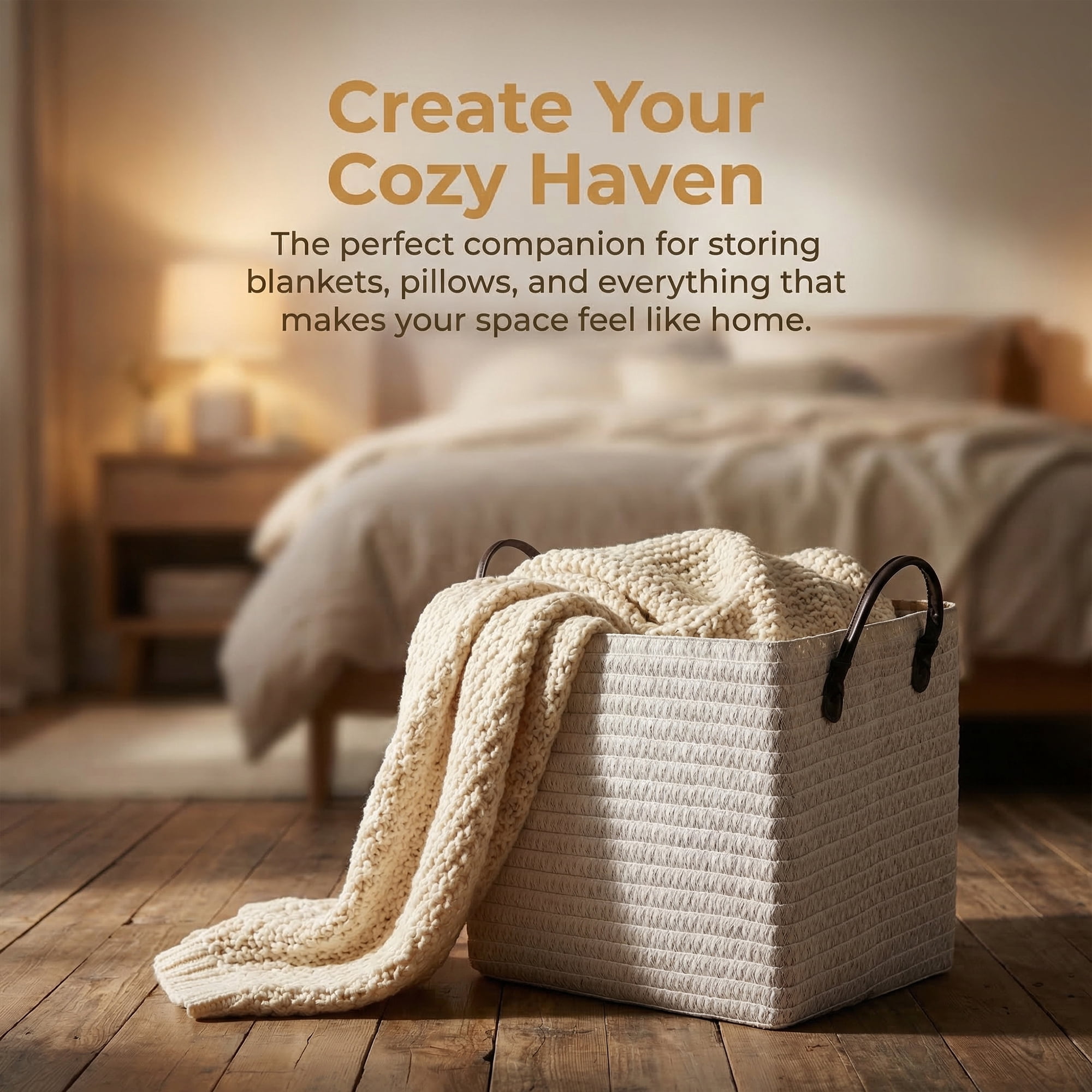 Unique Bargains Compactable Woven Storage Basket Storage Bin White 11.8*9.1*11.4in