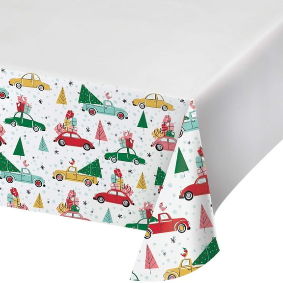 Christmas Cars Paper Tablecloth