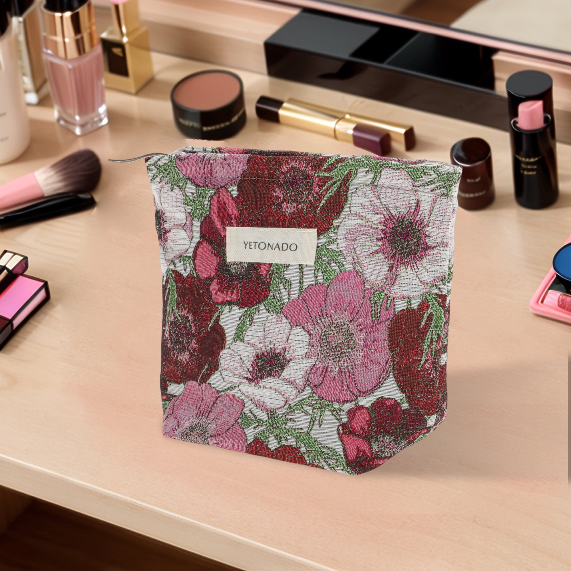 Unique Bargains 1 Pc Trendy Jacquard Weave Handheld Makeup Bag Small