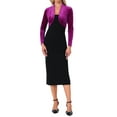 thumbnail image 3 of INSPIRE CHIC Women's Long Sleeve Open Front Velvet Cropped Bolero Shrug XS Plum Purple, 3 of 7