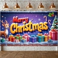 thumbnail image 3 of Reindeer Design Merry Christmas Banner Colorful Gifts Xmas Display Snowflakes Pattern Candy Canes Christmas Backdrop for Christmas Party Home Decoration Family Gathering, 3 of 9