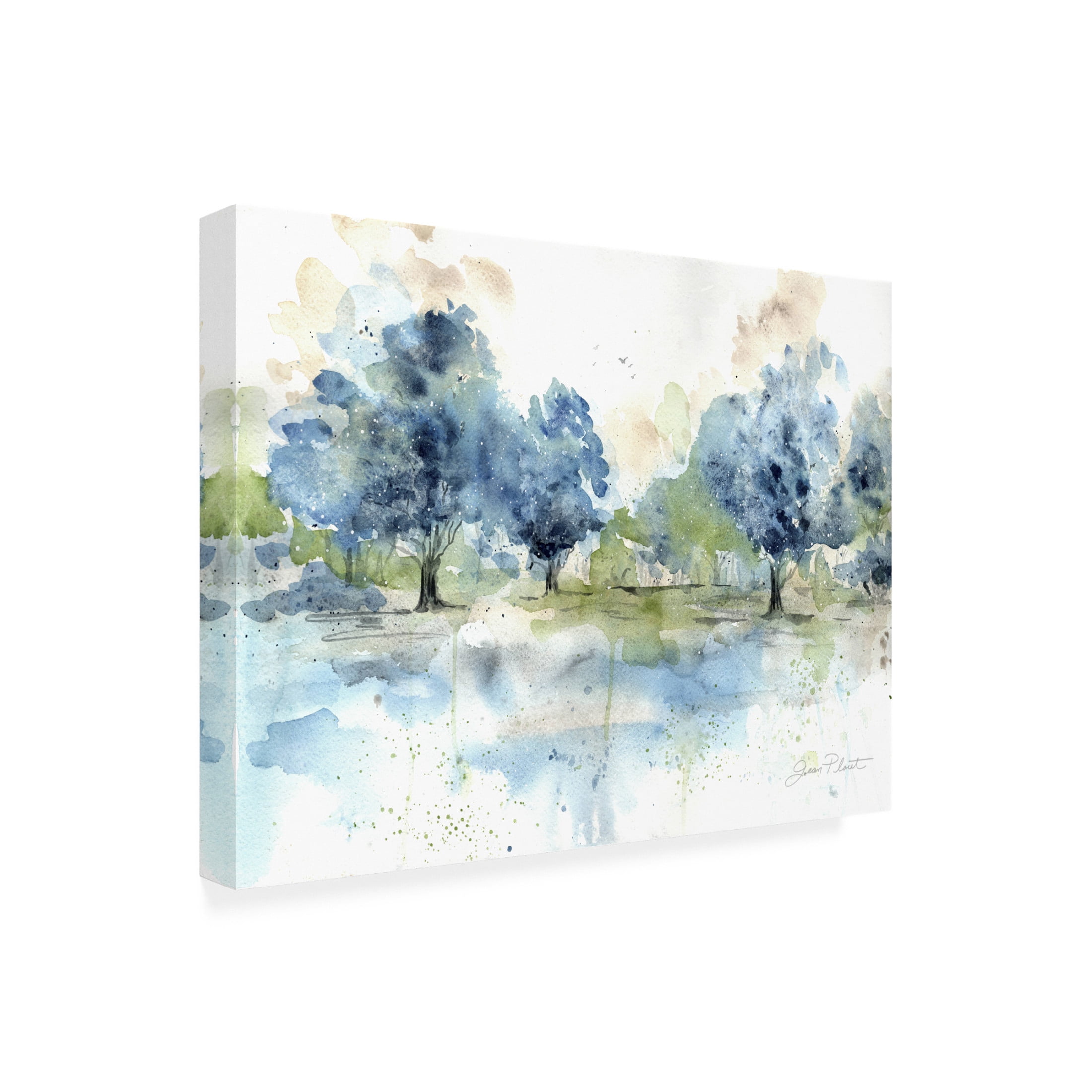 Canvas Wall Art - Jean Plout 'Washy Blue Landscape A' Wall Art for Living Room, Bedroom, or Office Décor by Trademark Fine Art - 32 x 24 Inches