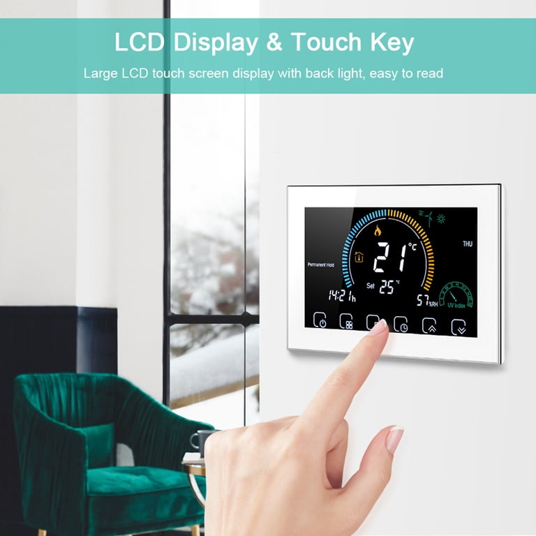 TureClos WiFi Smart Programmable Room Thermostat Backlit LCD Electric  Heating Controller BHT-8000-GALW, White - Walmart.com