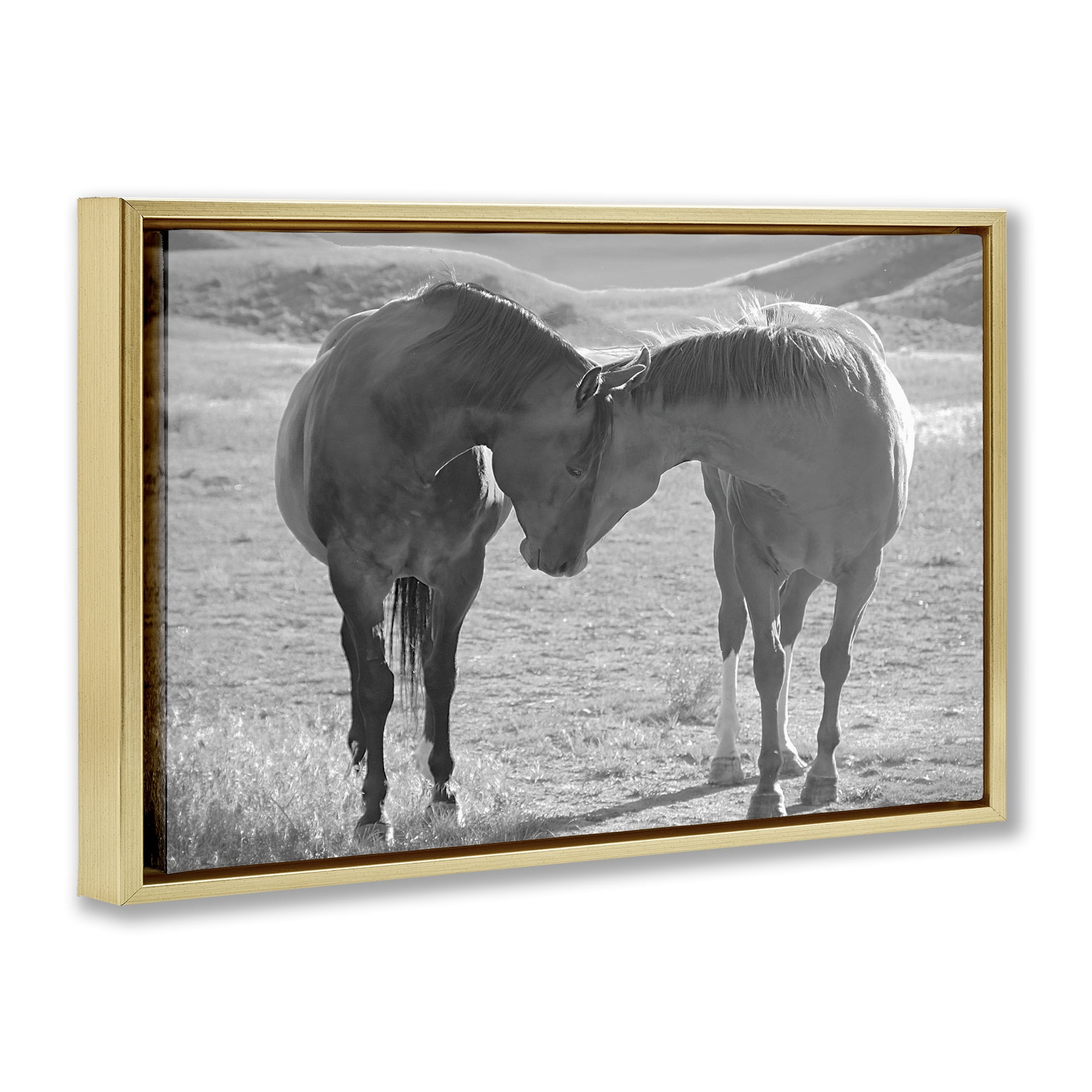 Stupell Industries Sweet Nothings Bond Between Horses Gold Framed Floater Canvas Wall Art, design by Steve Toole