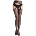 thumbnail image 2 of Qertyioot Collants de Mode Leggings Solides Pantalons Jacquard Ajourés Collants Résille, 2 of 5