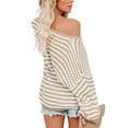 thumbnail image 6 of Yuemengxuan Women Fashionable Knitwear, U-shaped Collar Balloon Sleeve Stripe Pattern Tops, 6 of 7