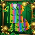thumbnail image 5 of Tnhcen St. Patrick's Day Women's Pajama Set 2 - Piece Button Front Collared Irish Clover Print Short Sleeve Sleep Shirt & Shorts Milk Silk Spandex Pajamas S - 2XL, 5 of 6