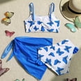 thumbnail image 5 of MUXiin Girls Swimsuits 3 Piece Bathing Suit Tropical Printed Criss Cross Bikini Set with Cover Up Skirt Beach Swimwear for 11-12 Years, 5 of 7