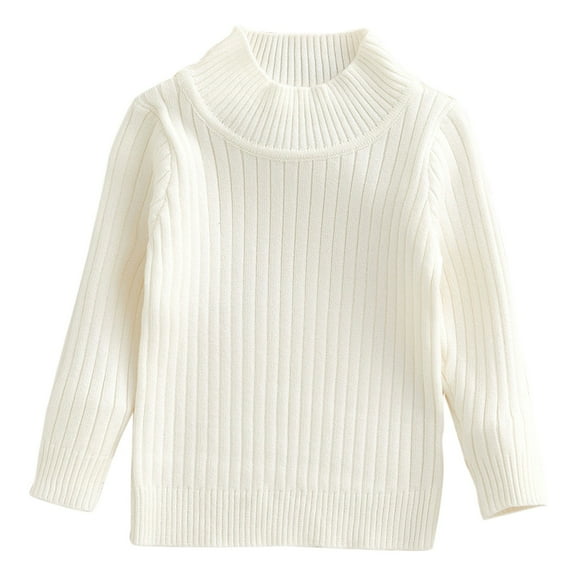 KAUOD Baby Boys Ribbed Knit Sweater Soft Stretchy Turtleneck Pullover Tops Clothes Toddler Cotton Plain Lined Sweater