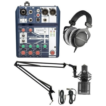 Podcasting Podcast Kit w/Soundcraft Mixer+Beyerdynamic Headphones+Mic+Boom Arm