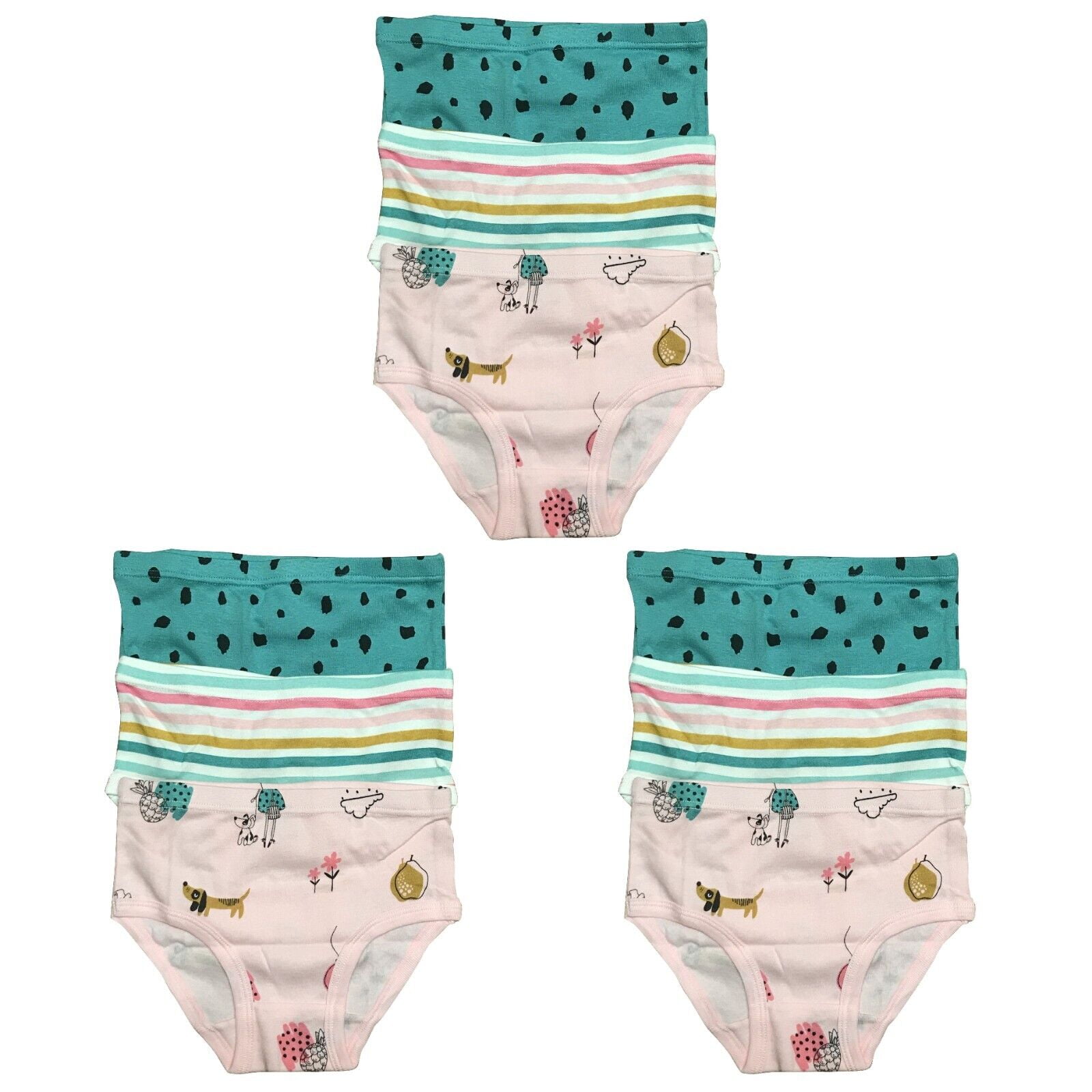 9 Pack Toddler Little Girls Kids Cotton Briefs Underwear, Hipster