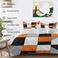 thumbnail image 3 of Orange Gray Duvet Cover Set King Size, Black Geometric Abstract Color Block Plaid 4 Piece Soft Microfiber Bedding Set with 1 Duvet Cover, 1 Flat Sheet, 2 Pillowcases, 3 of 9