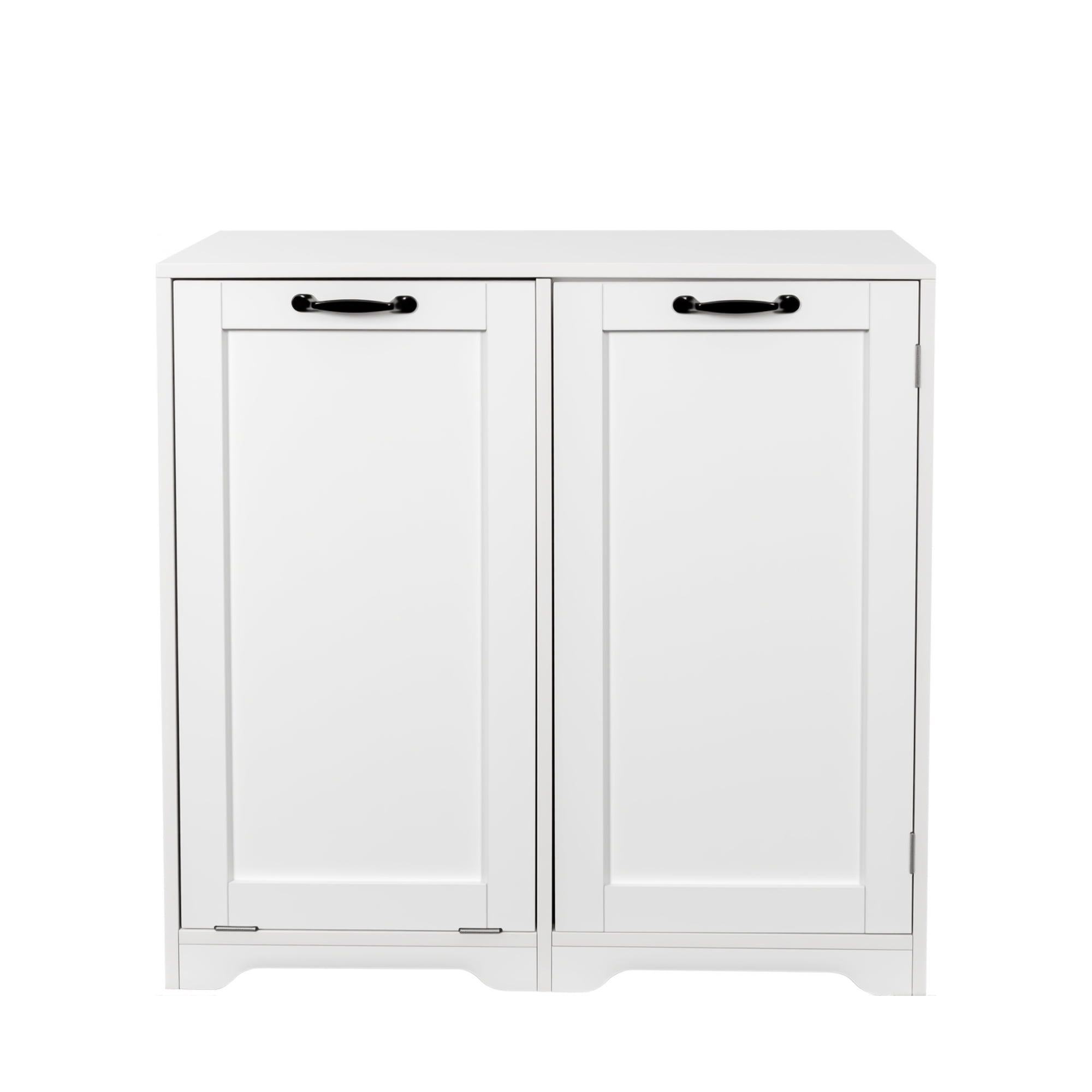 Mintazer Laundry Cabinet with Tilt Out Hamper & Doors, Bathroom Storage Cabinet with Adjustable Shelves, White