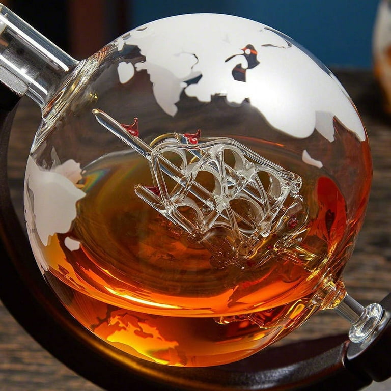 Whiskey Decanter and Glass Set - Includes Whisky Decanter Globe