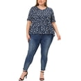 thumbnail image 2 of MODA NOVA Juniors Plus Size Tops V Neck Floral Print Ruffle Short Sleeve Tiered Babydoll Blouses, 2 of 5