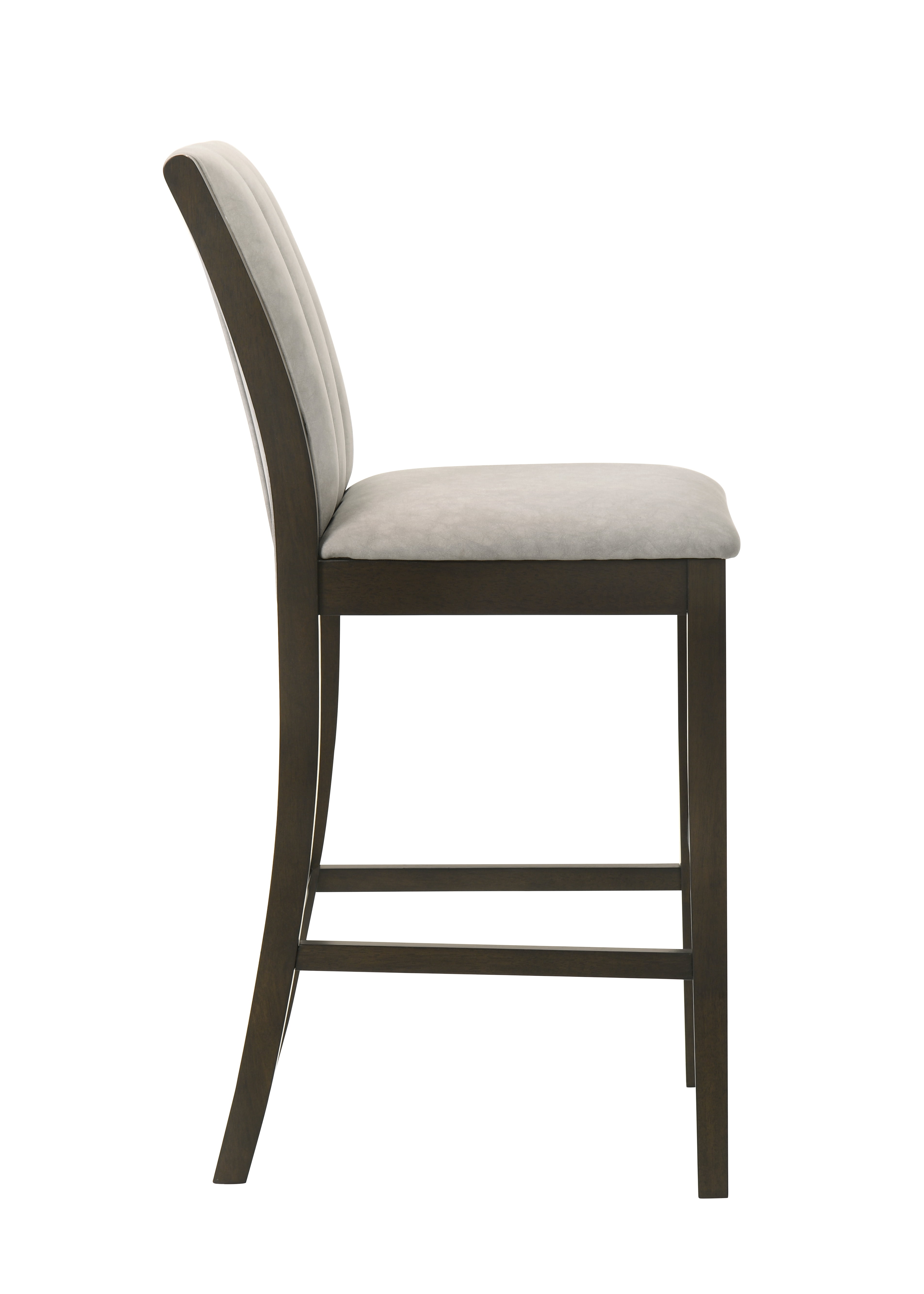Armen living Nolan 30 in. Dark Roast Bar Height Rubberwood Barstool with Grey Fabric Seat