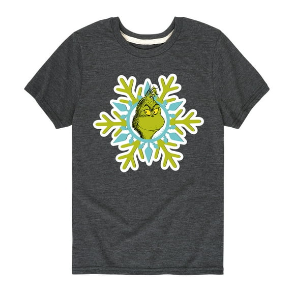 Dr. Seuss - Grinch Face Snowflake - Toddler And Youth Short Sleeve Graphic T-Shirt